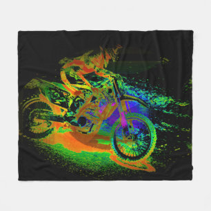 Race to the Finish! - Motocross Racer Fleece Blanket