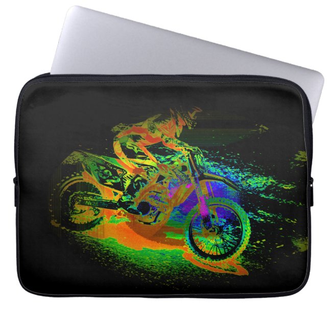 Race to the Finish! - Motocross Racer Laptop Sleeve (Front)
