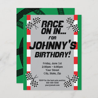 Race Track Birthday Invitation, Tire Tracks Racing Invitation