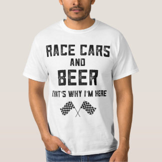 Race Track Checkered Flag Fast Cars Beer Race Day T-Shirt