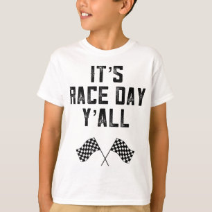 Race Track Chequered Flag Fast Cars Its Race Day Y T-Shirt
