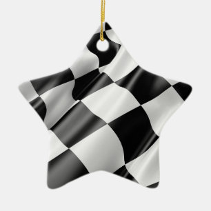 Race Track Flag Flag Black And White Finish Speed Ceramic Tree Decoration