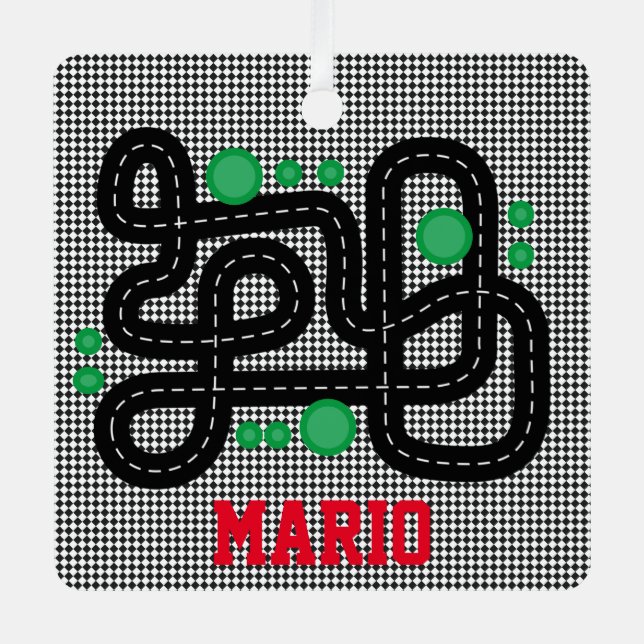 Race Track Kids NAME PHOTO Cars Trucks Fun  Metal Tree Decoration (Front)