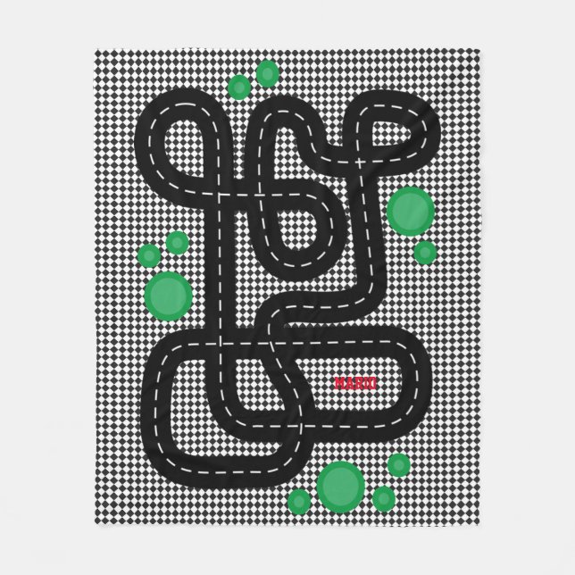 Race Track Kids Playmat Cars Trucks Name Boys Fleece Blanket (Front)