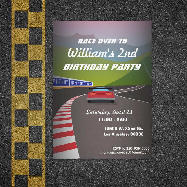 Race Track Race Car Kids Birthday Party Invitation (Creator Uploaded)