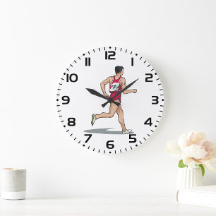 Race Walker Athlete Sports Runner in Motion  Large Clock