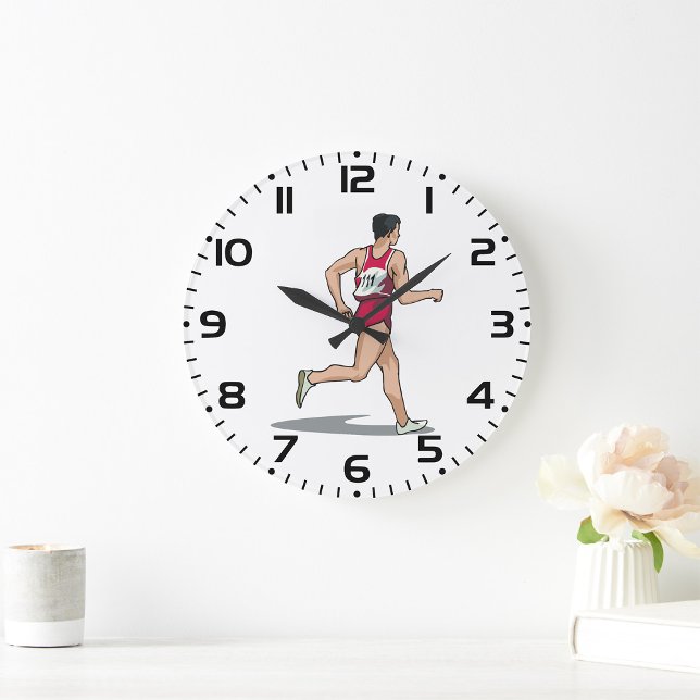 Race Walker Athlete Sports Runner in Motion  Large Clock (Creator Uploaded)
