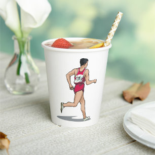 Race Walker Athlete Sports Runner in Motion  Paper Cups