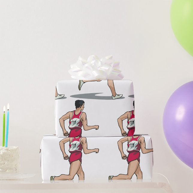 Race Walker Athlete Sports Runner in Motion  Wrapping Paper (Creator Uploaded)