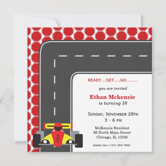 Racecar Birthday Invitation (Front)