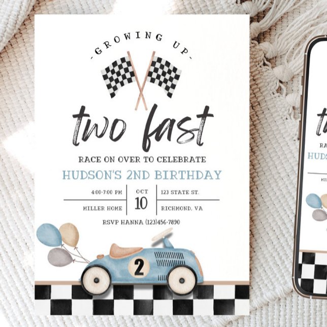 Racecar Birthday Invitation Second Birthday Car 2n (Creator Uploaded)