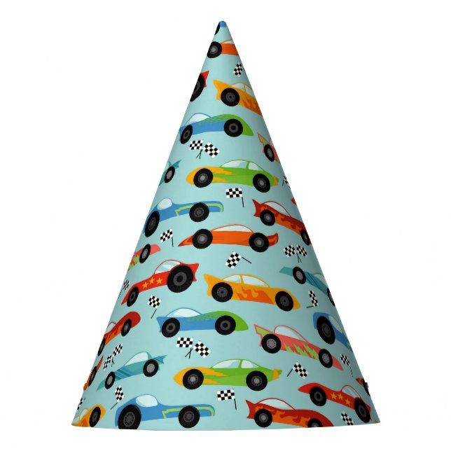 Racecar pattern car birthday party party hat (Front)