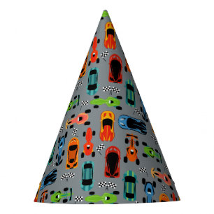 Racecar pattern car birthday party party hat