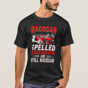 Racecar Spelled Backwards Race Track Pit Crew Raci T-Shirt