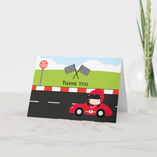 Racecar thank you birthday card