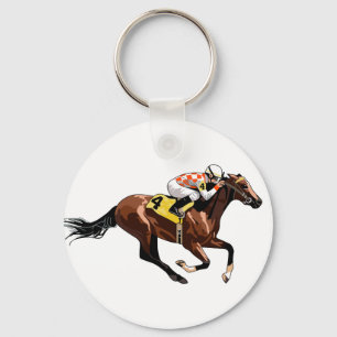 Racehorse and Jockey Key Ring