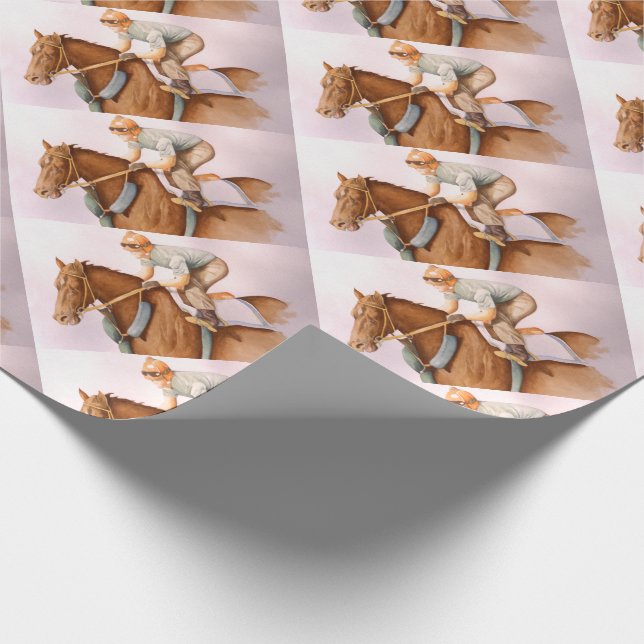 RaceHorse and JockeyWaterColor Wrapping Paper (Corner)