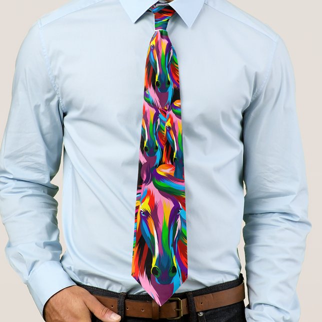 Racehorse Derby Day Colourful Tie (Colorful racehorse Derby day men's neck tie)
