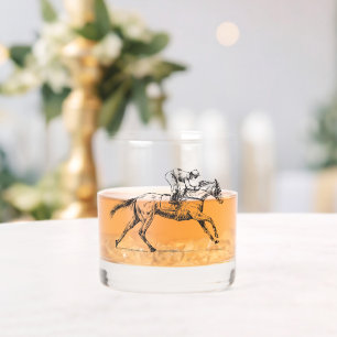 Racehorse Modern Equestrian Custom Name Whiskey Glass