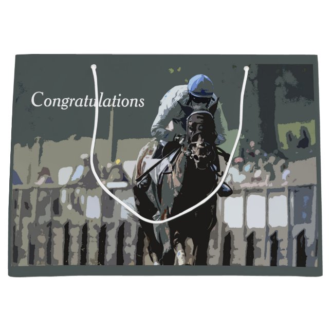 Racehorse With Jockey In Blue Gift Bag (Front)