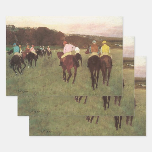 Racehorses at Longchamp by Edgar Degas Wrapping Paper Sheet (Set)