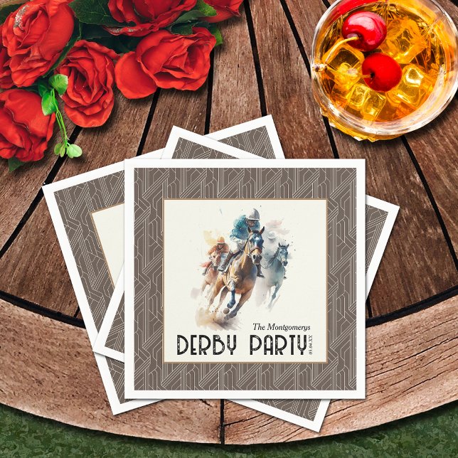 Racehorses Derby Party Brown Napkin (Racehorses Derby Party Brown Napkins)