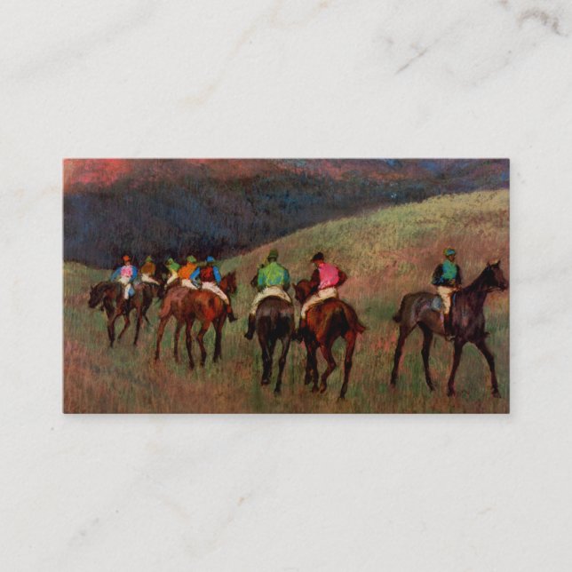 Racehorses in a Landscape jockeys horse art Degas Business Card (Front)