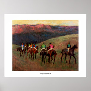 Racehorses in a landscape jockeys horse art Degas Poster