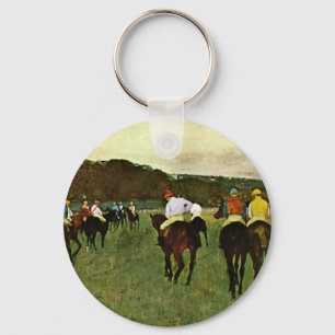 Racehorses In Longchamp By Edgar Degas Key Ring