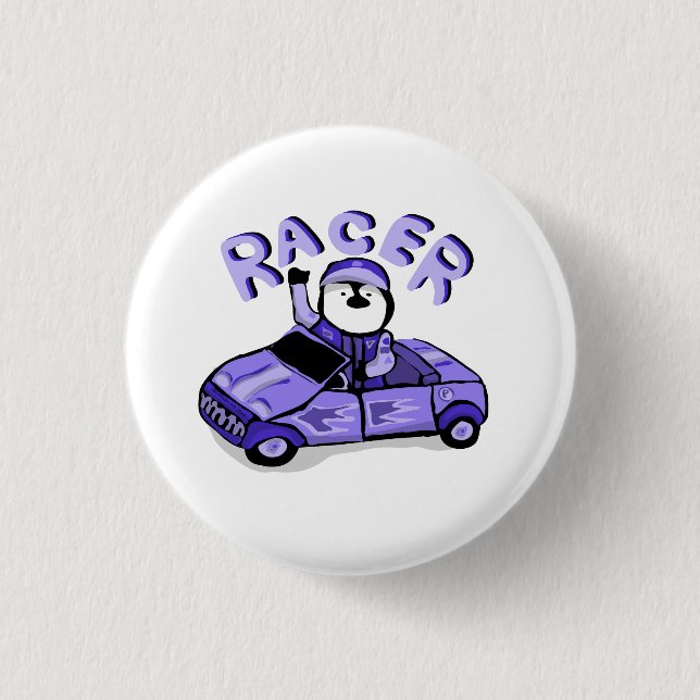 Racer Purple Penguin 3 Cm Round Badge (Front)