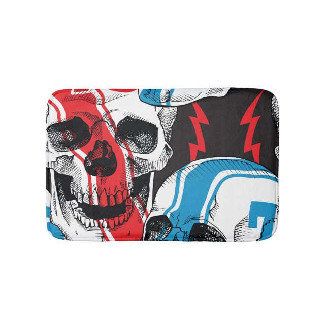 Racer Skull: Vintage Seamless Rebellion. Bath Mat (Front)