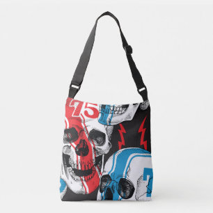 Racer Skull: Vintage Seamless Rebellion. Crossbody Bag