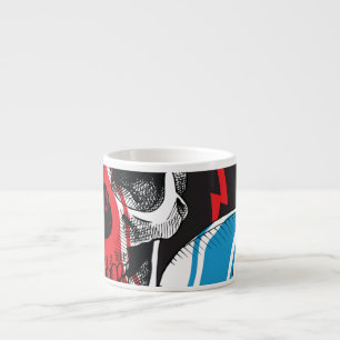 Racer Skull: Vintage Seamless Rebellion. Espresso Cup