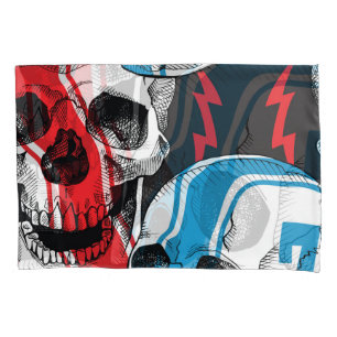 Racer Skull: Vintage Seamless Rebellion. Pillowcase