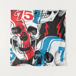 Racer Skull: Vintage Seamless Rebellion. Tapestry