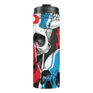 Racer Skull: Vintage Seamless Rebellion. Thermal Tumbler