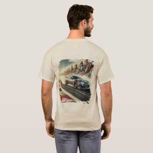 Racetrack Car & Fan Mural Grap T-Shirt