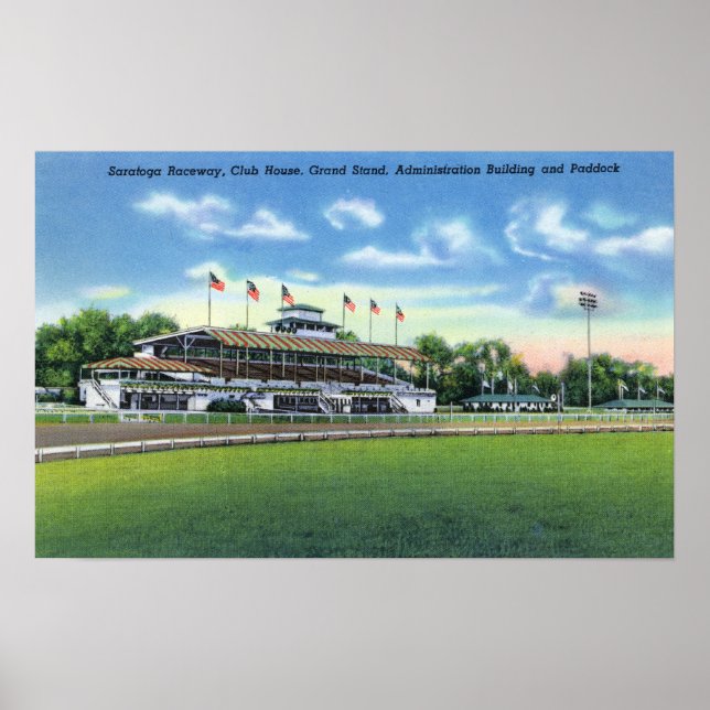Raceway View of Grand Stand, Club House, Poster (Front)