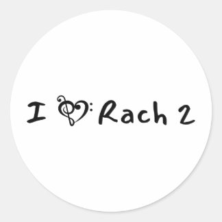 Rach 2 Minimalist Black Text Classical Music Classic Round Sticker