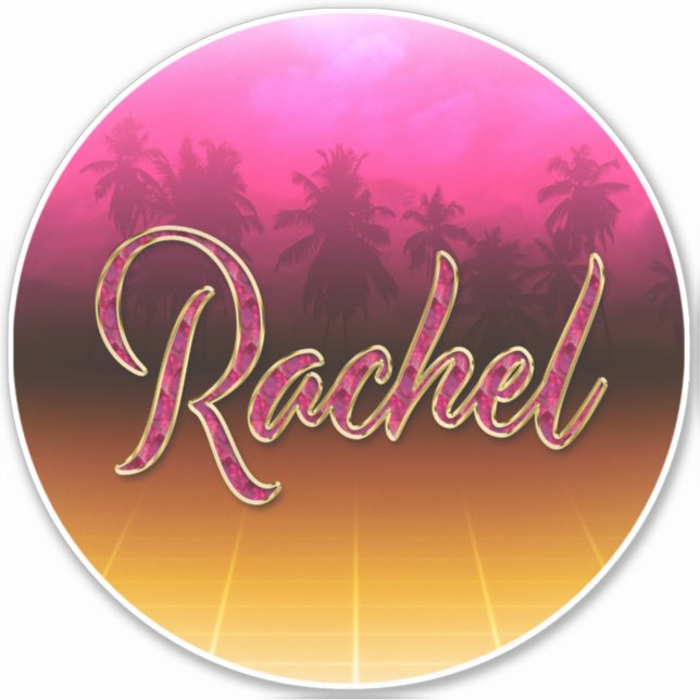 Rachel First name Golden pink sticker sticker (Front)