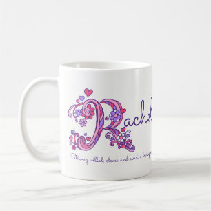 Rachel letter R name meaning doodle art mug