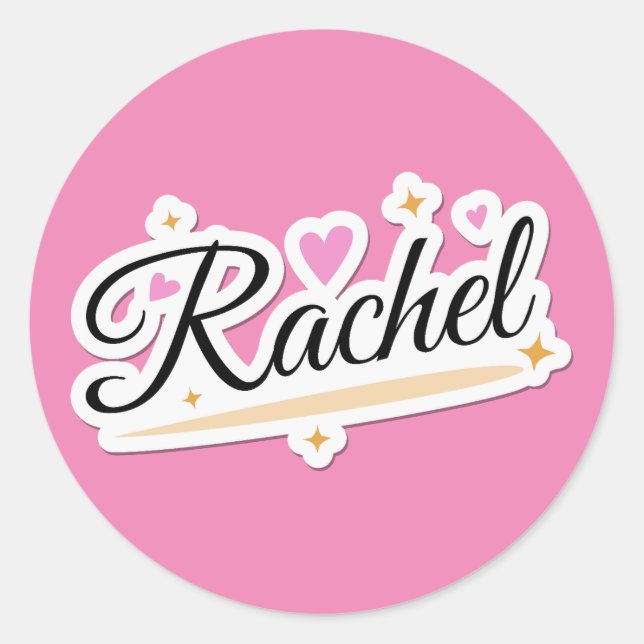 Rachel name cute design classic round sticker (Front)