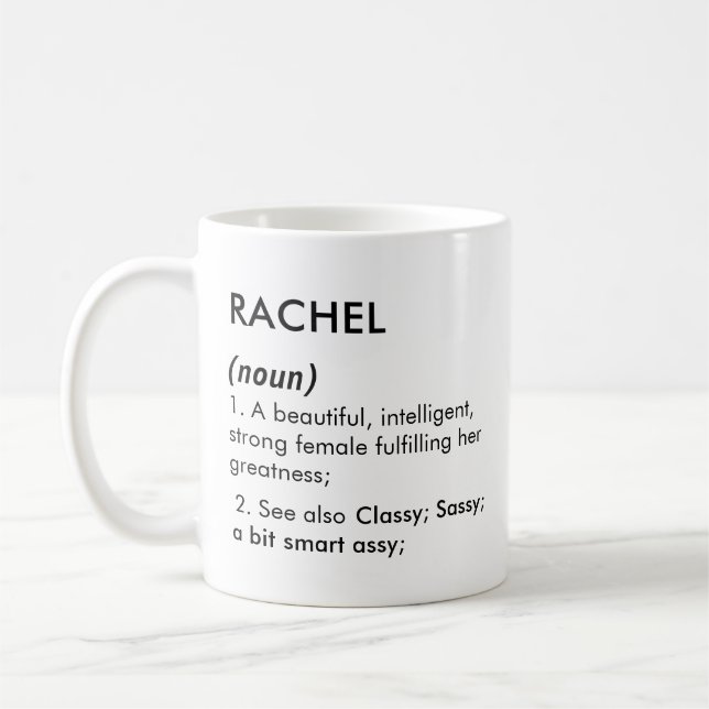 Rachel name, Editable name, Custom name Coffee Mug (Left)