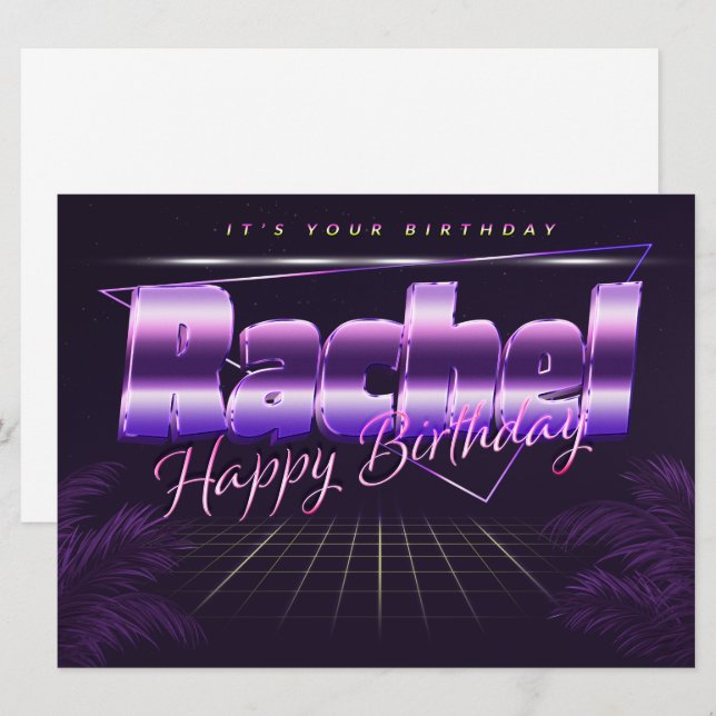 Rachel Name First name pura retro card Birthday (Front/Back)