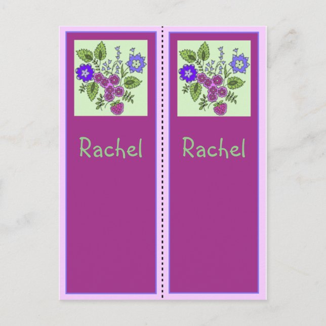 Rachel Personalised Bookmark Postcard (Front)