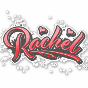 Rachel red Heart Graffiti Sticker