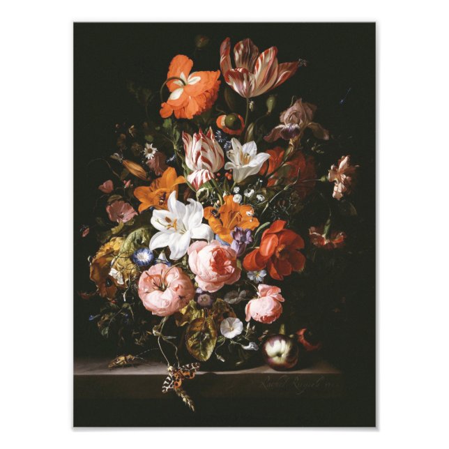 Rachel Ruysch - Flowers In A Glass Vase Photo Print (Front)
