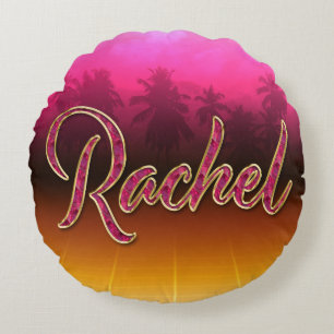 Rachel Vorname Name golden pink Kissen Round Cushion