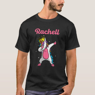 RACHELL Name Personalised Birthday Dabbing Unicorn T-Shirt