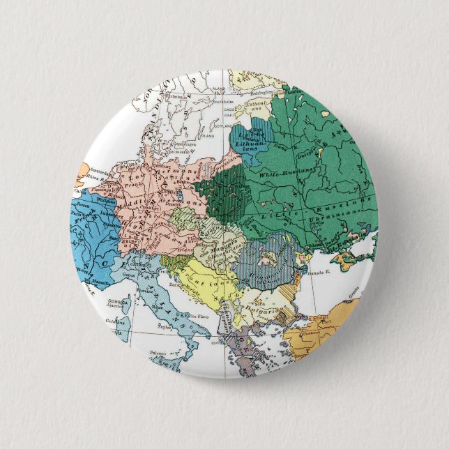 Racial Map of Europe 6 Cm Round Badge (Front)